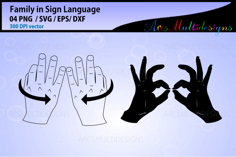 family-in-sign-language-cut-file-silhouette