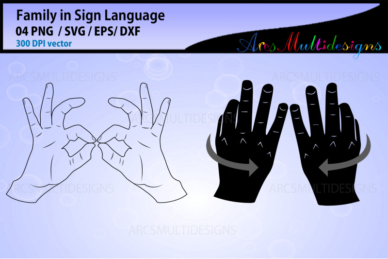 family-in-sign-language-cut-file-silhouette