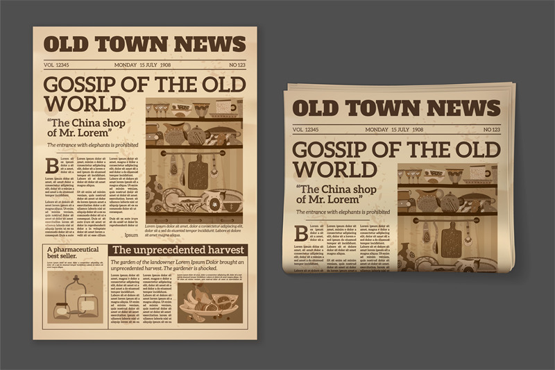 old-newspaper-vintage-magazine-front-page-mockup-two-realistic-pages