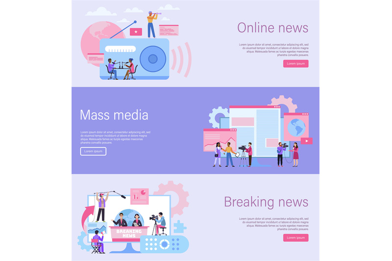 journalist-landing-page-online-news-banner-mass-media-website-break