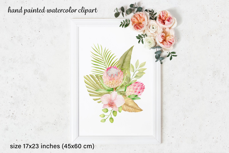 watercolor-floral-arrangements-clipart-dried-palm-leaves