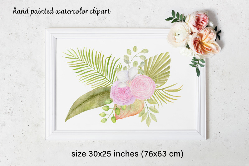 watercolor-floral-arrangements-clipart-dried-palm-leaves