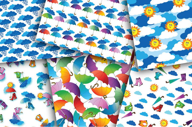 umbrella-set-digital-papers-seamless-suns-clouds-rainboots-umbrel
