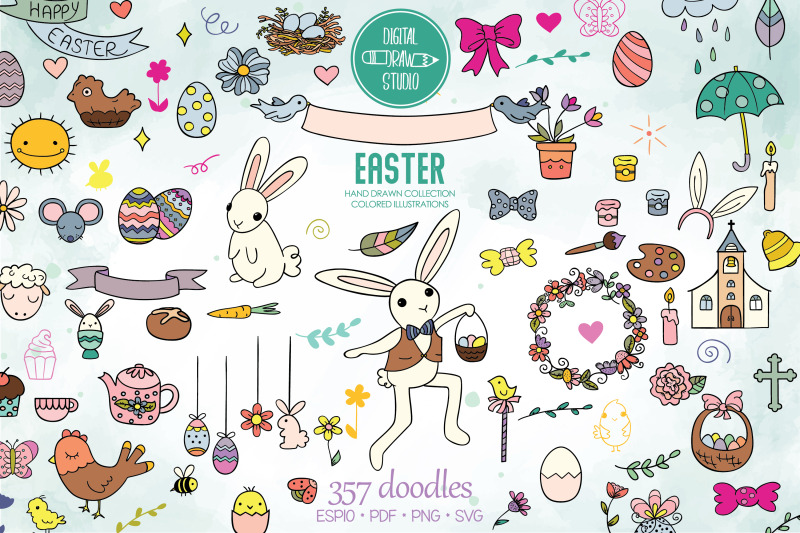 easter-color-doodles-decorated-egg-bunny-flowers-sheep-chocolate