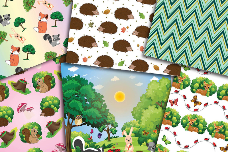woodland-animals-digital-papers-forest-animals-scrapbook-papers-woo