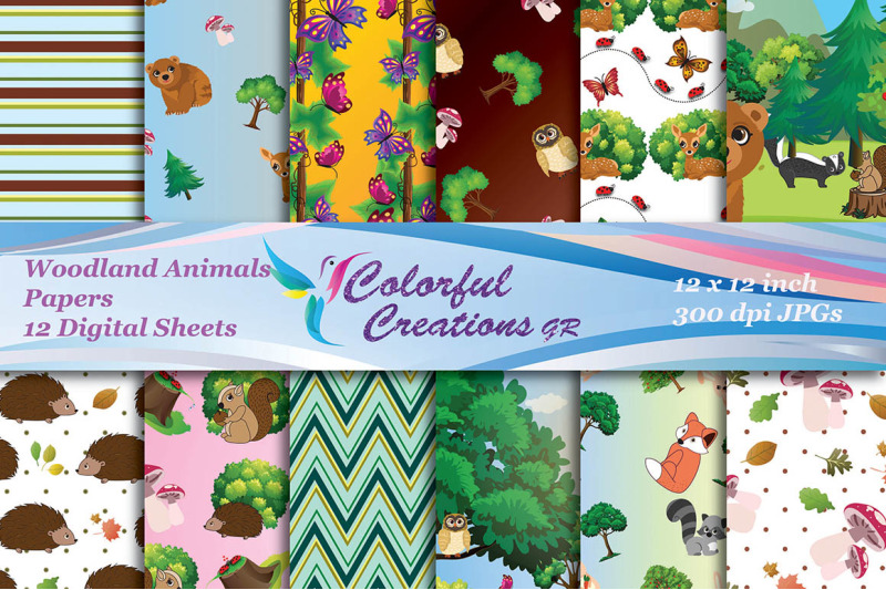 woodland-animals-digital-papers-forest-animals-scrapbook-papers-woo