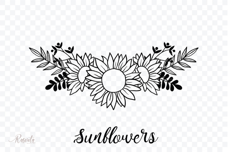 Download Sunflower Monogram Frames / 3 By RaSveta | TheHungryJPEG.com