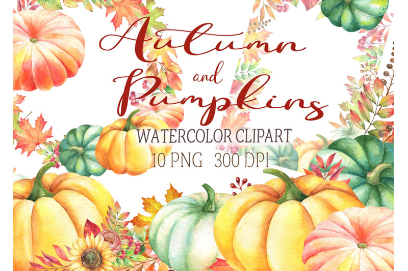 watercolor-autumn-clipart-pumpkins-leaves-clip-art-frames-borders-png