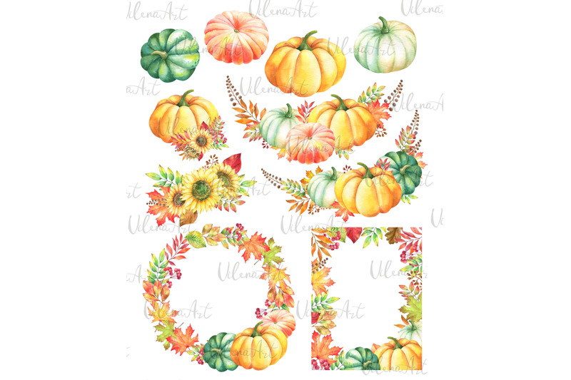 watercolor-autumn-clipart-pumpkins-leaves-clip-art-frames-borders-png