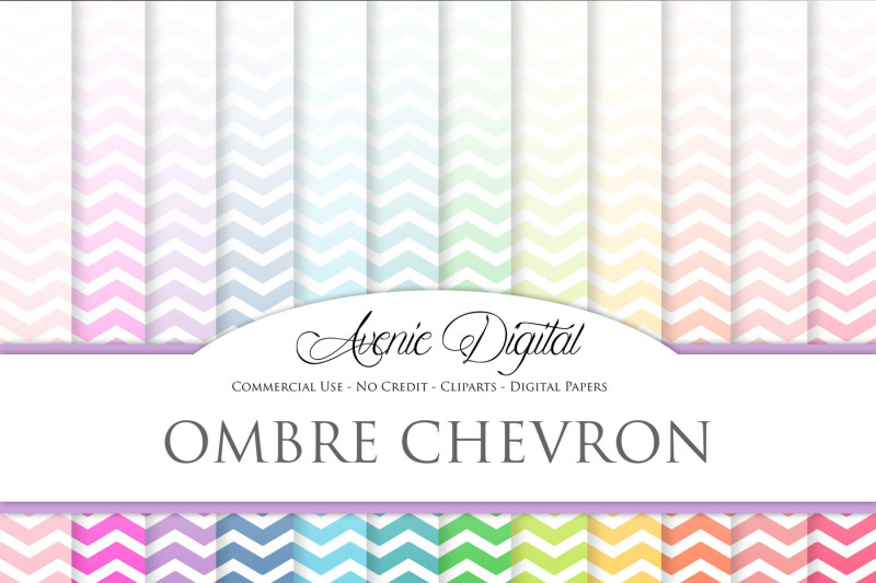 ombre-chevron-digital-papers