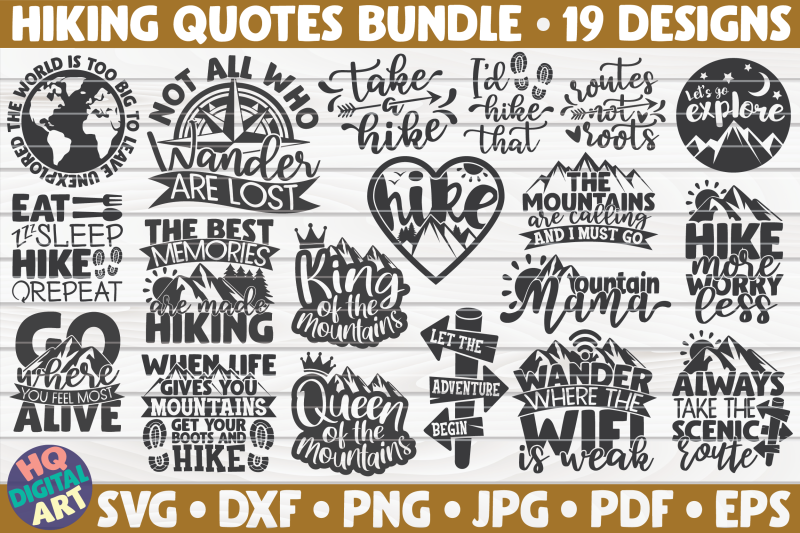 Download Hiking Quotes SVG Bundle | 19 designs By HQDigitalArt ...