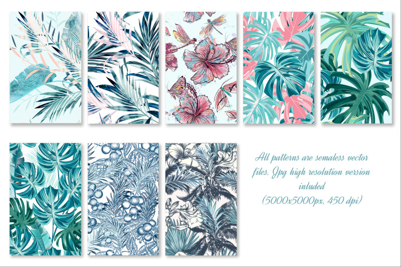 pastel-tropical-patterns-set