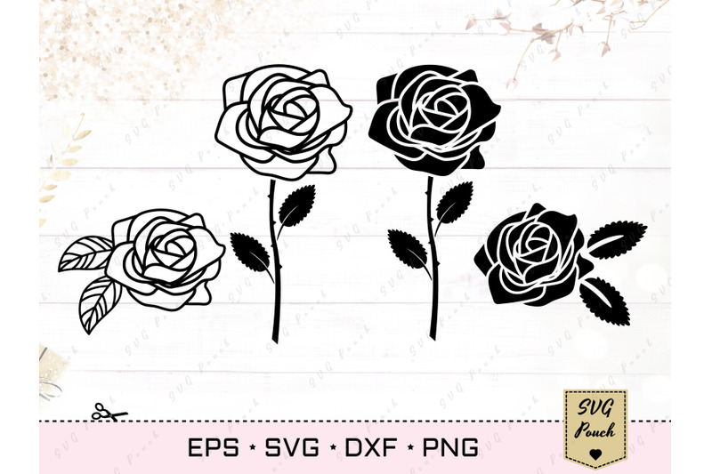 Roses silhouettes SVG By SVGPouch | TheHungryJPEG.com