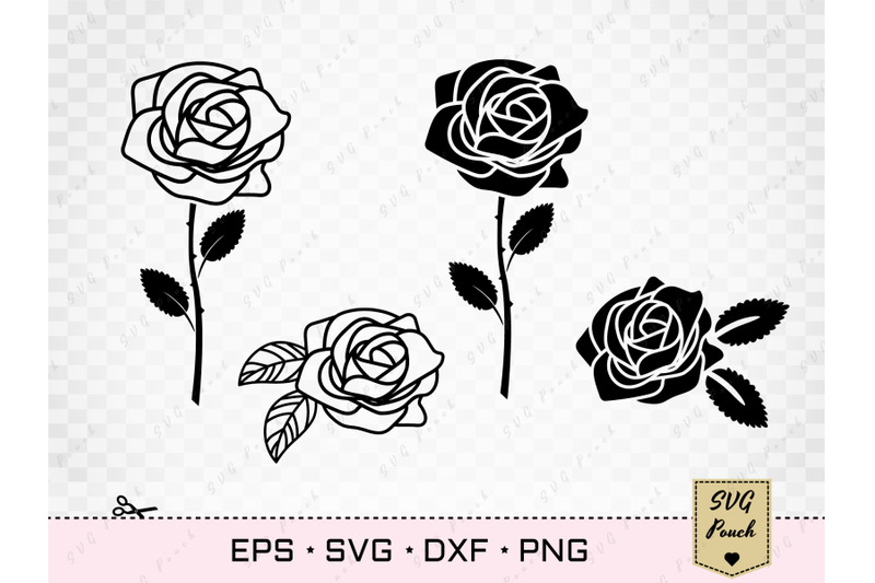 Rose Flowers Silhouette Svg, Rose Florals (99364)