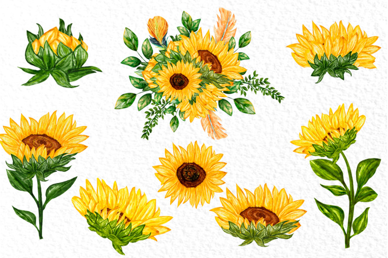 Watercolor Sunflower clipart Sunflowers Bouquets Diy invites By ...
