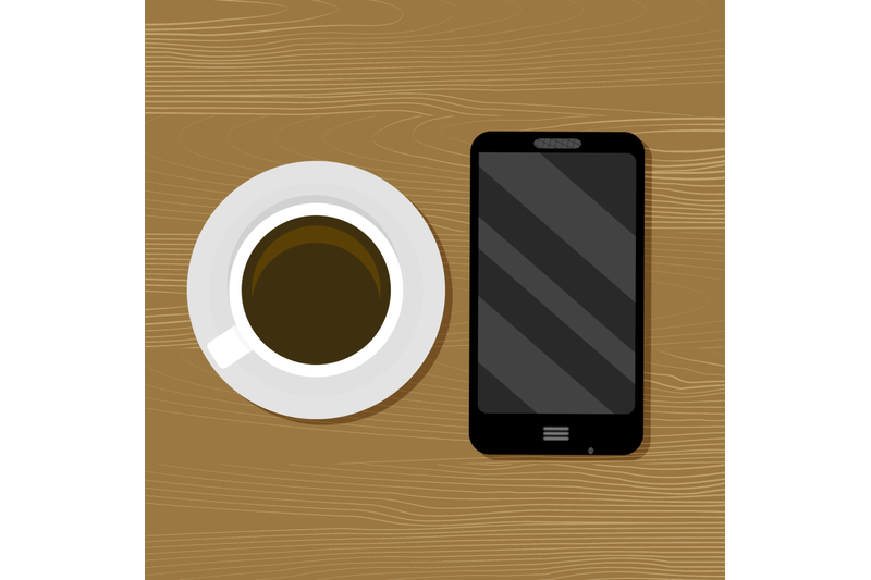 cup-of-coffee-and-smartphone-on-table