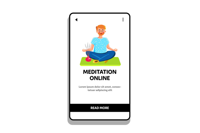 meditation-online-training-with-trainer-vector-illustration