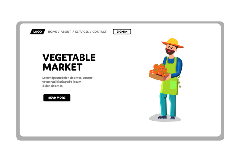 vegetable-market-worker-holding-carton-box-vector