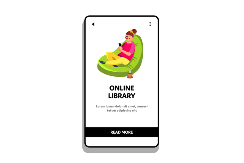 online-library-for-reading-e-book-in-phone-vector