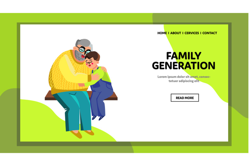 family-generation-grandson-and-grandfather-vector-illustration