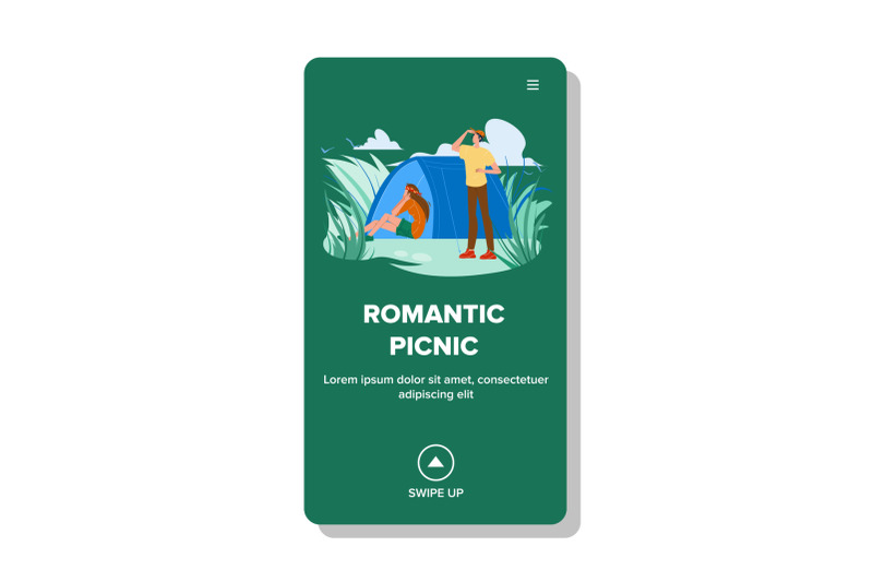 romantic-picnic-on-nature-with-camping-tent-vector