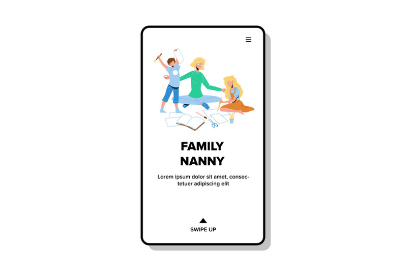 family-nanny-playing-game-with-children-vector