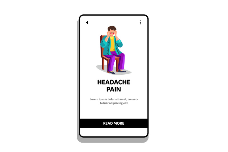 man-with-headache-pain-sitting-on-chair-vector