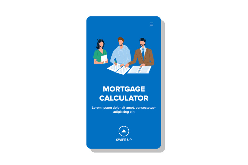 man-signing-mortgage-calculator-in-bank-vector