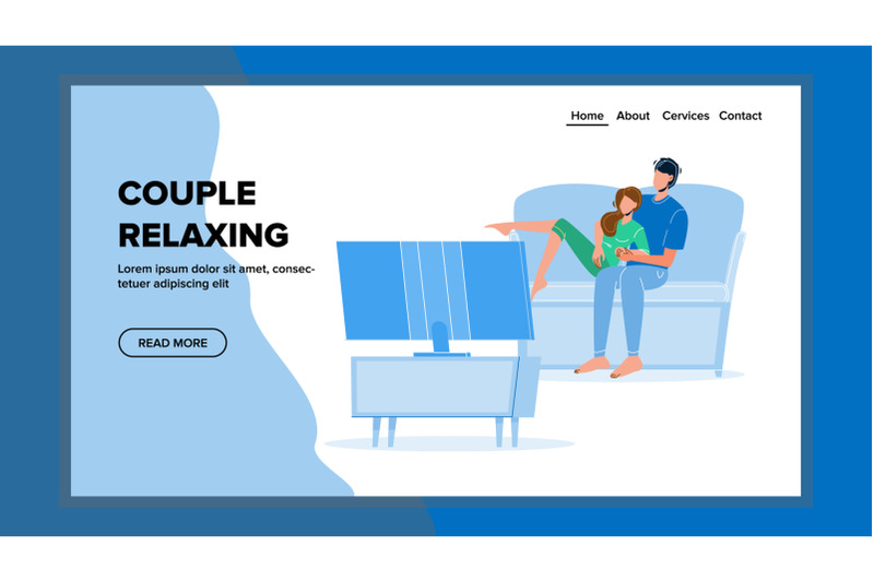 couple-relaxing-together-and-watching-tv-vector