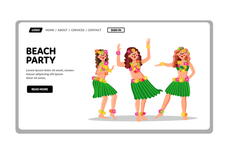 beach-party-in-hawaiian-traditional-style-vector