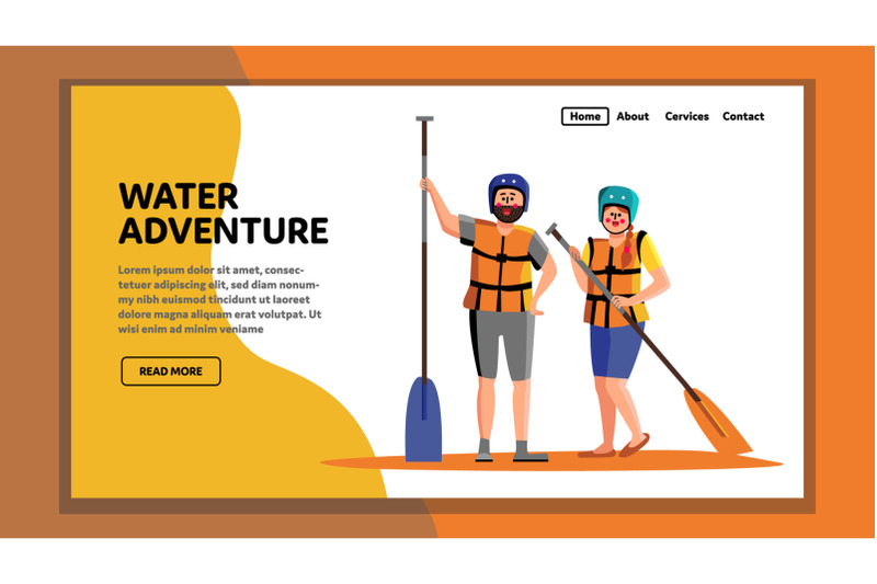 water-adventure-tourists-sport-equipment-vector-illustration