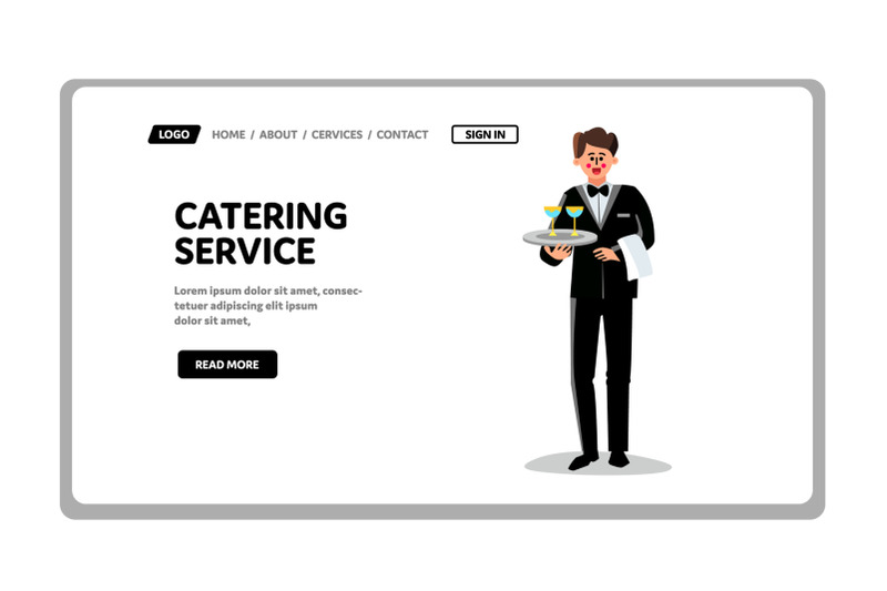 catering-service-worker-with-drinks-on-tray-vector