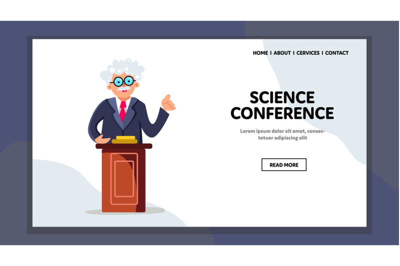 science-conference-professor-talking-report-vector-illustration