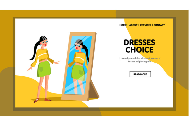 dresses-choice-woman-in-shop-fitting-room-vector