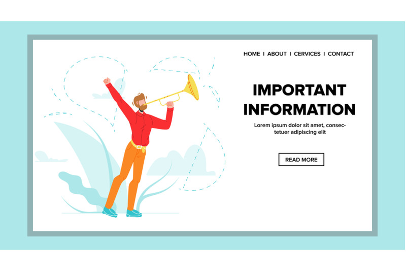 important-information-trumpeter-trumpet-vector-flat-illustration