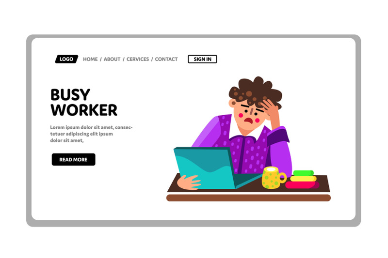 busy-worker-heavy-working-with-computer-vector