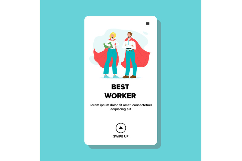 best-worker-businesspeople-wear-hero-suit-vector