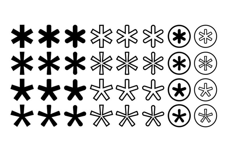 asterisk-footnote-star-note-collection-set-vector