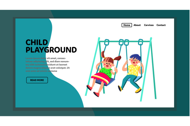 child-playground-with-swing-attraction-vector-illustration