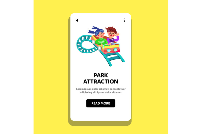 park-attraction-children-ride-rollercoaster-vector-illustration