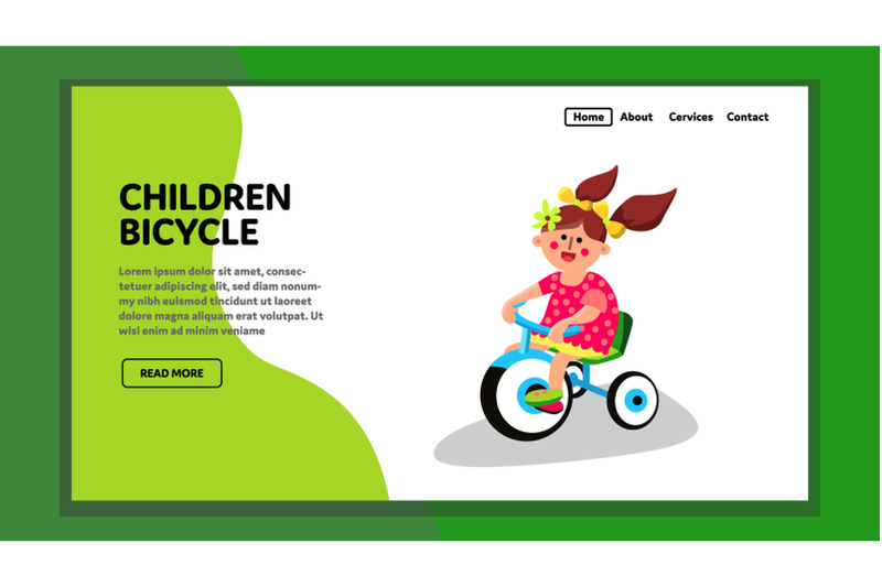 children-bicycle-tricycle-ride-little-girl-vector