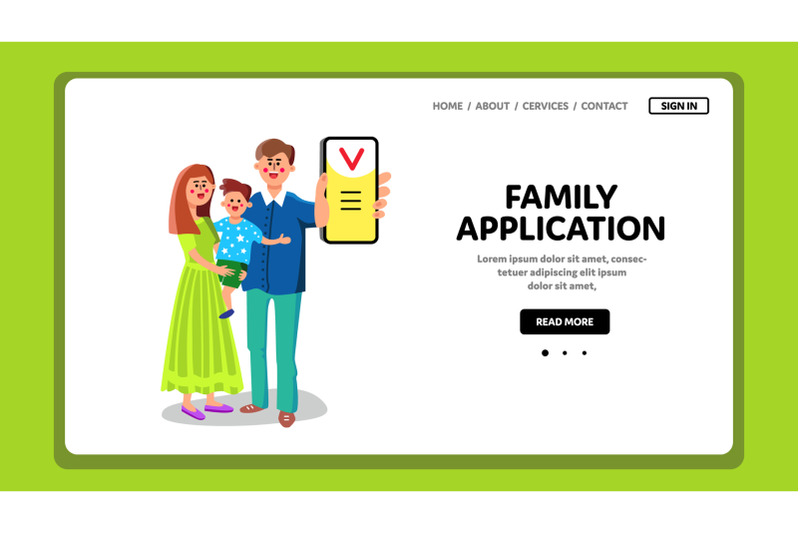 family-application-installed-on-smartphone-vector-illustration