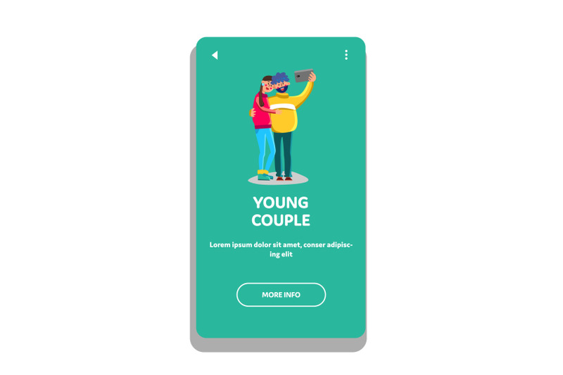 young-couple-make-selfie-photo-on-phone-vector