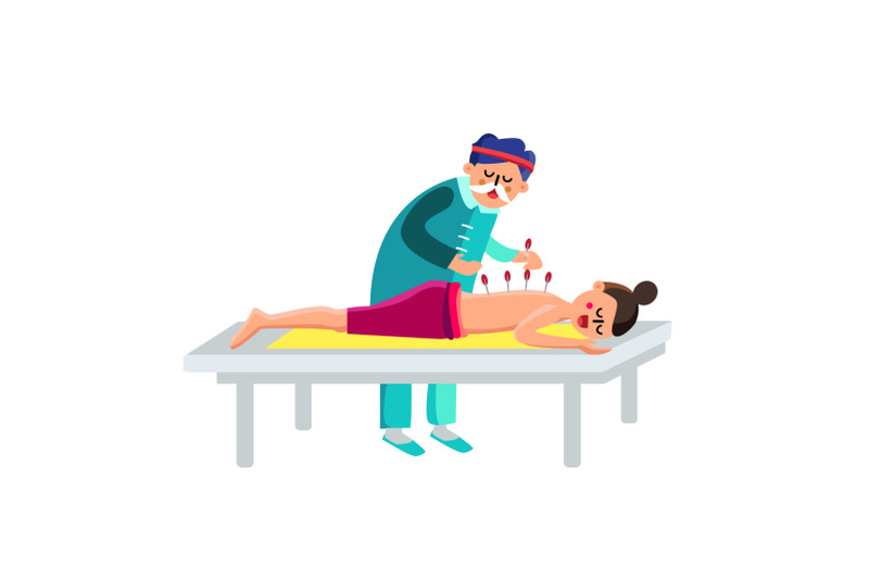 performing-acupuncture-therapy-woman-character-vector-illustration