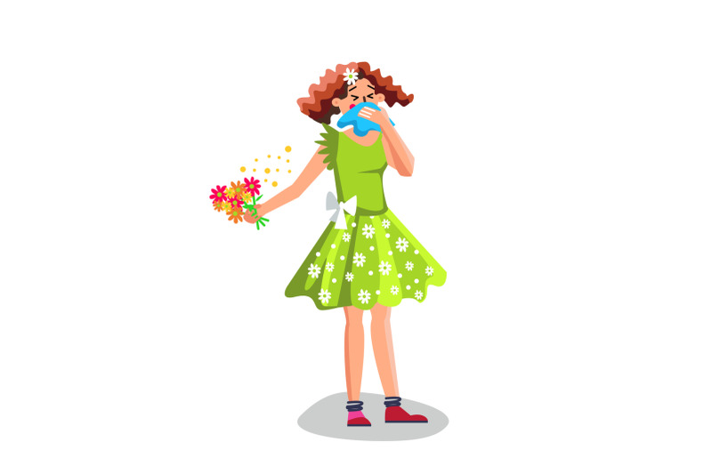 allergy-woman-sneezing-in-handkerchief-vector-illustration