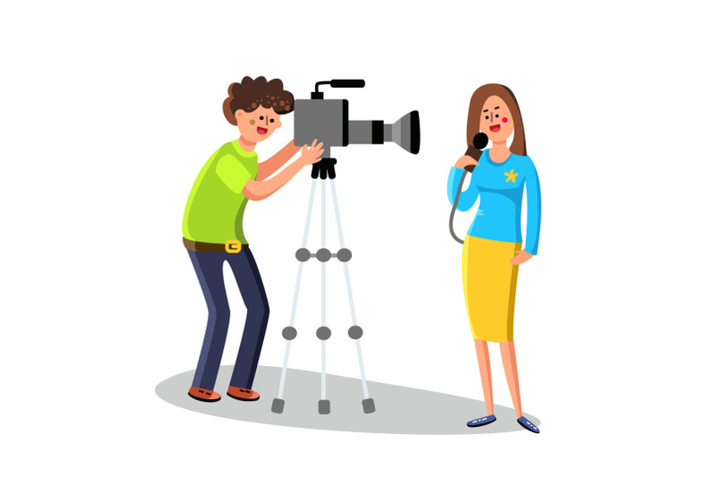 cameraman-character-shoots-reporter-report-vector-illustration