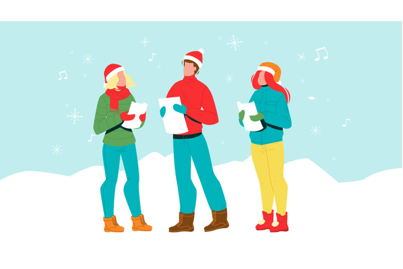 human-singing-christmas-celebrative-carol-vector-illustration