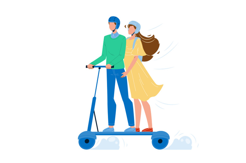 man-and-woman-riding-electrical-scooter-vector