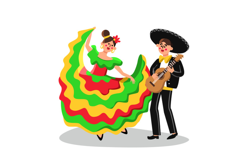 mariachi-man-musician-and-woman-dancing-vector