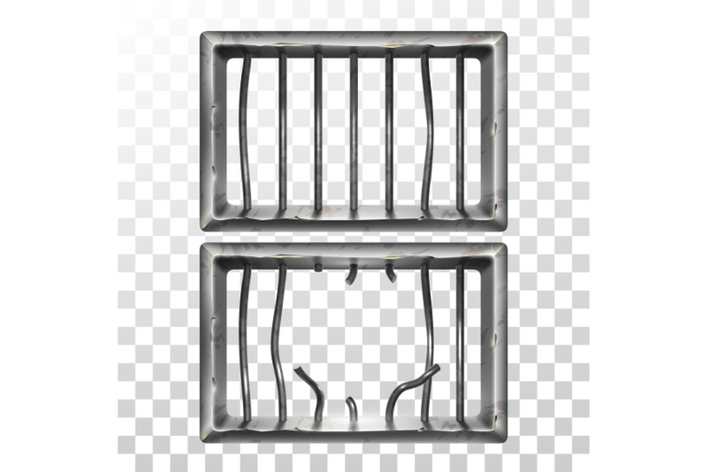 prison-window-and-broken-metallic-bars-set-vector